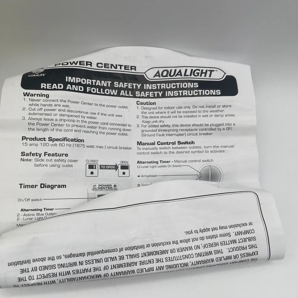 Coralife Aqualight Power Center Dual Day-Night Timer Wave-Maker 15A 1875W 01611